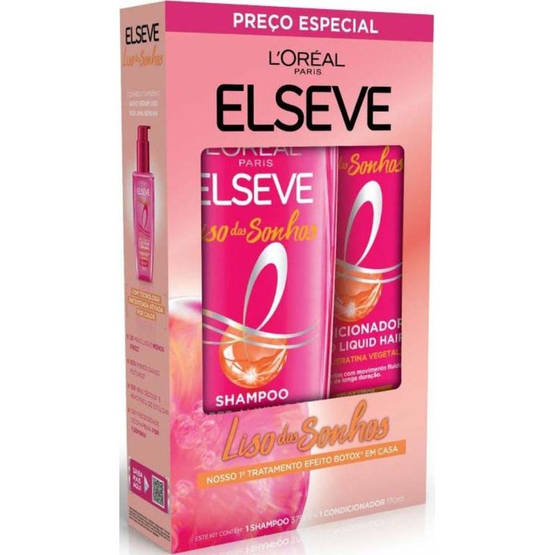 kit shampoo 375ml e condicionador 170ml l'oréal paris elseve liso dos sonhos