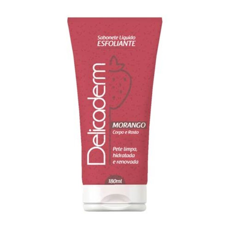 sabonete liquido esfoliante delicaderm morango 180ml