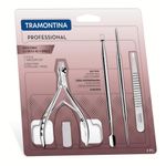 jogo para cutícula e pinça tramontina inox 4 peças (mp)
