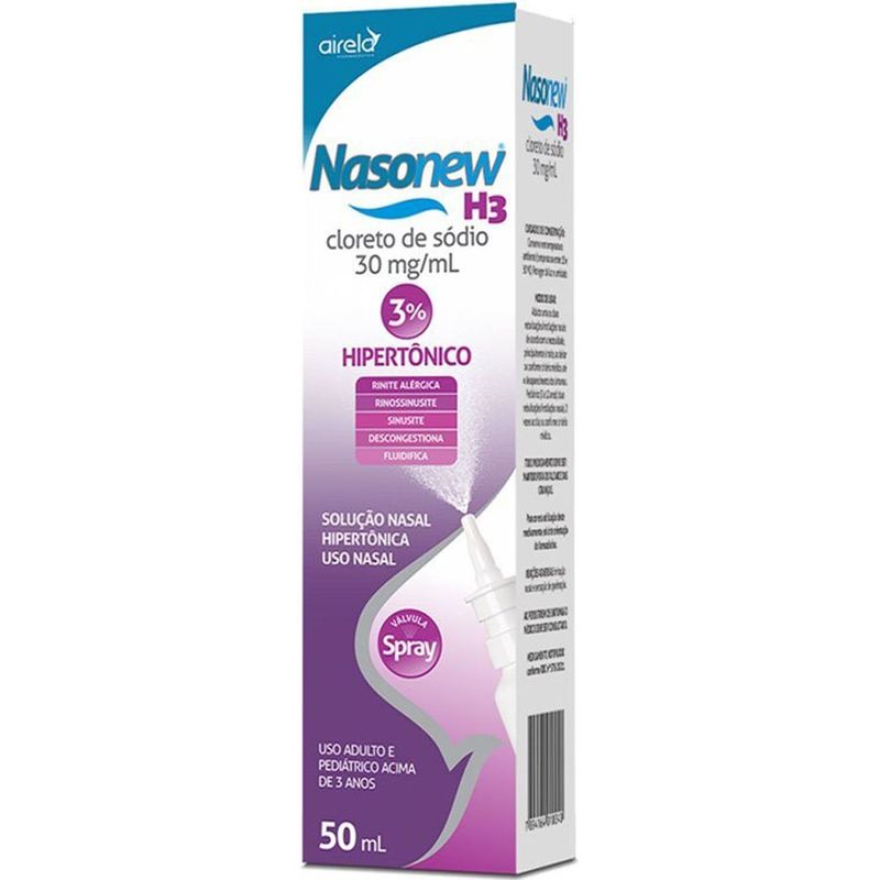nasonew h3 cloreto de sódio 30mg/ml 50ml solução nasal spray hipertônica 3% airela