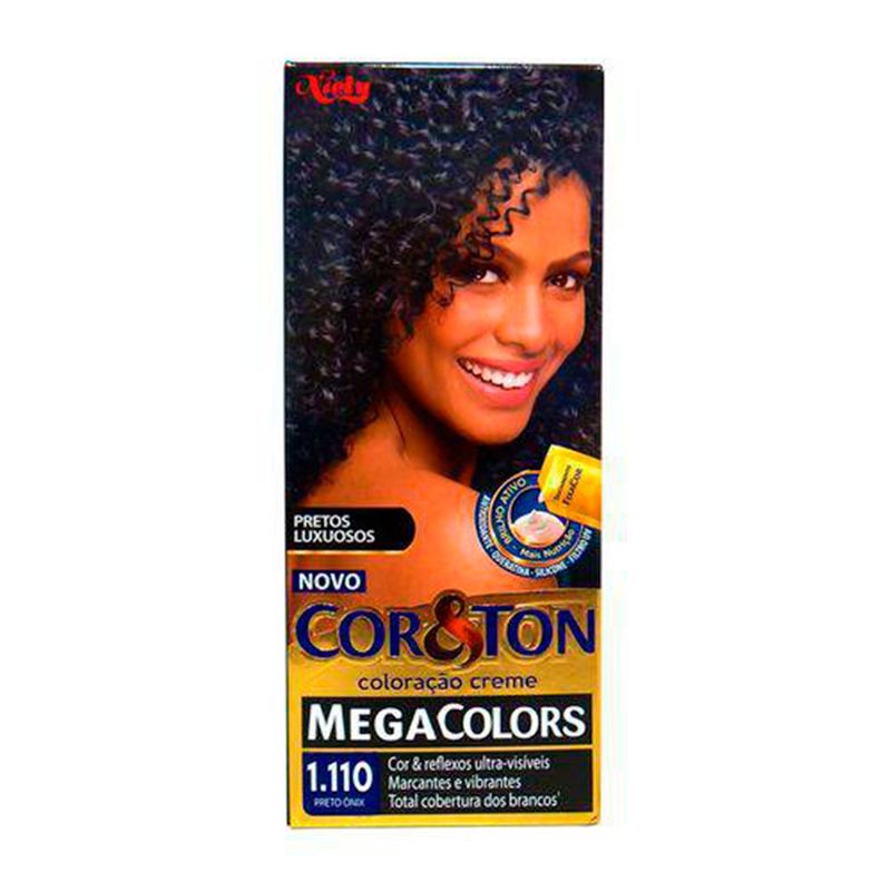 tintura creme cor&ton mega colors preto onix 1.110