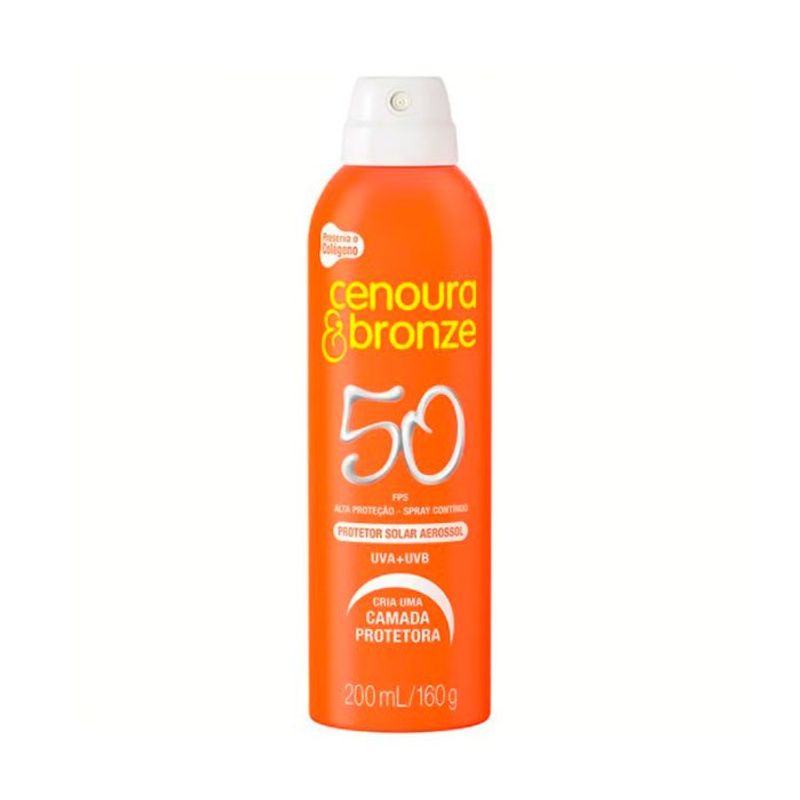 protetor solar aerosol cenoura e bronze fps50 200ml