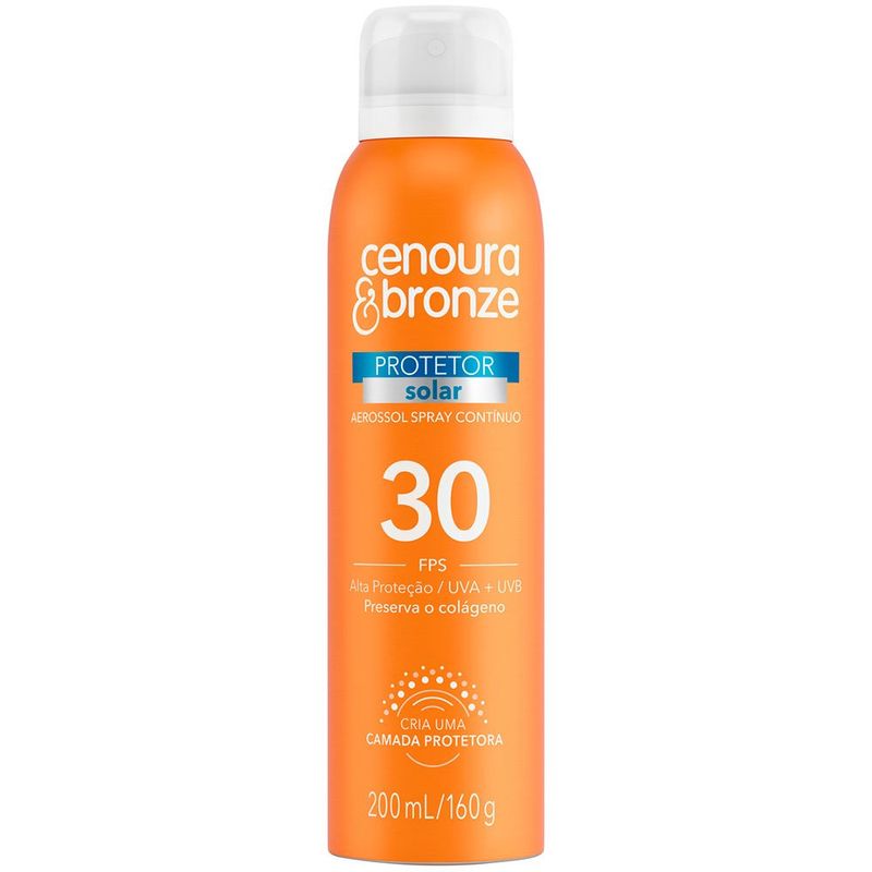 protetor solar aerosol cenoura e bronze fps30 200ml