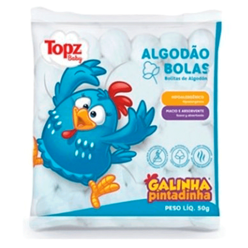 algodão bolas tops baby galinha pintadinha