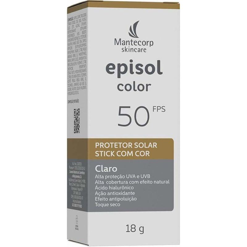 protetor solar stick mantecorp episol color fps50 cor claro 18g