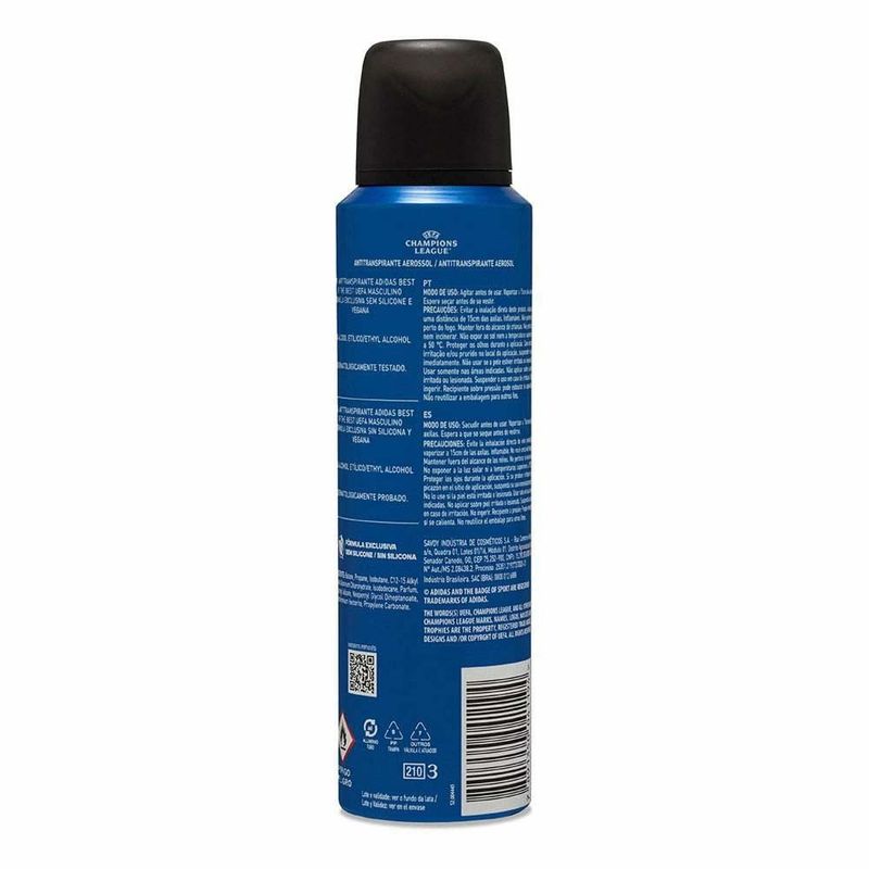 desodorante aerossol antitranspirante adidas best of the best 150ml