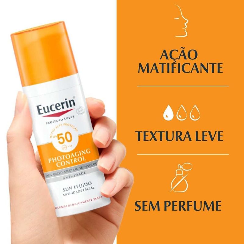 protetor solar facial eucerin sun fps50 anti-idade 50ml