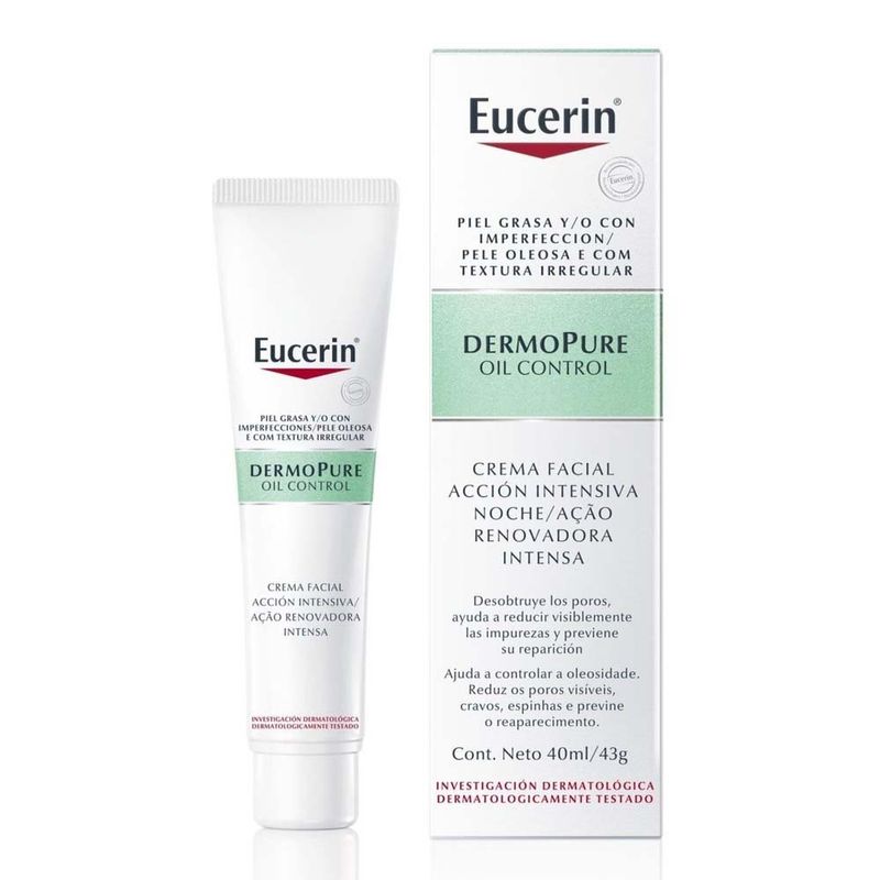 creme facial eucerin dermopure oil control ação renovadora antiacne 40ml