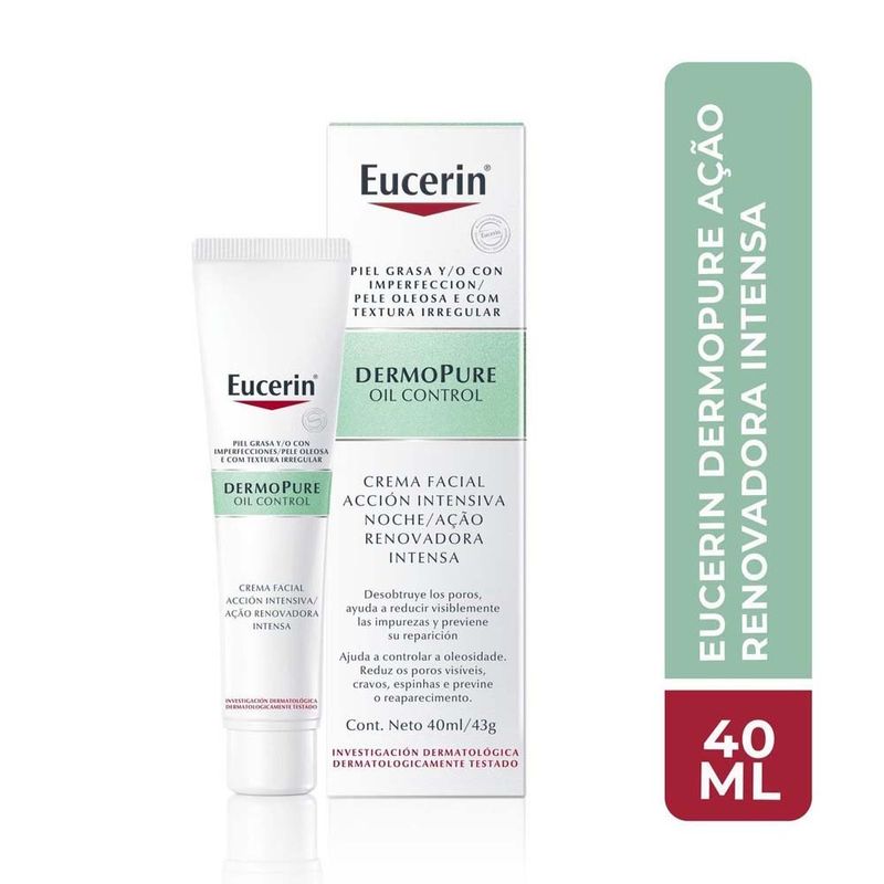 creme facial eucerin dermopure oil control ação renovadora antiacne 40ml