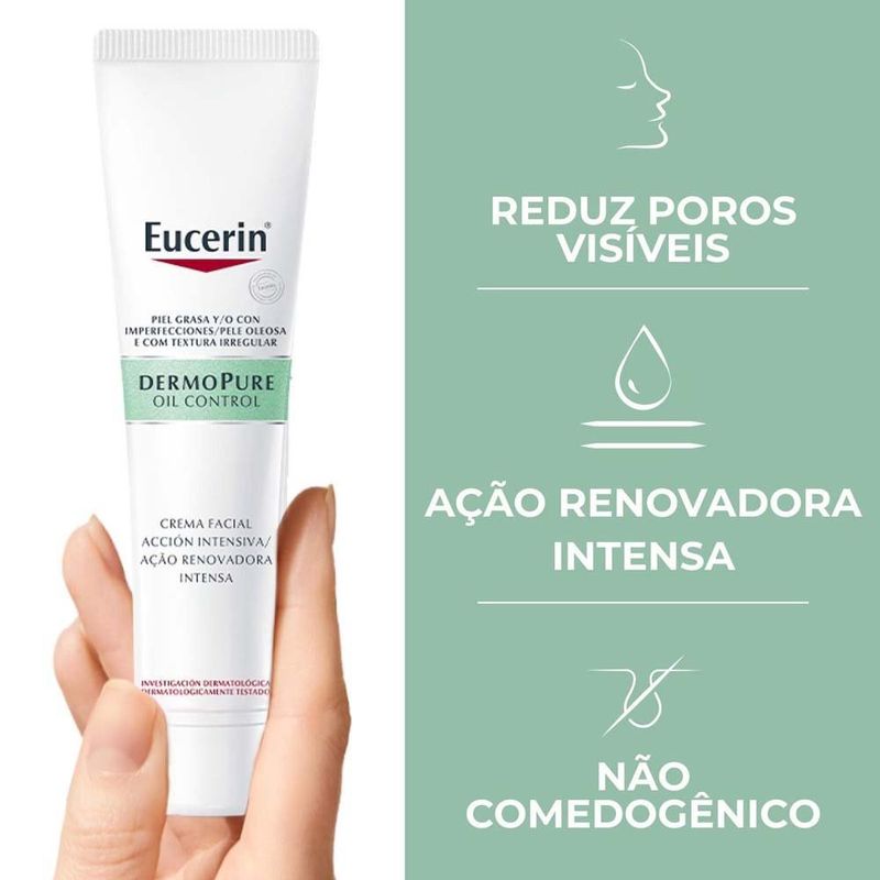 creme facial eucerin dermopure oil control ação renovadora antiacne 40ml