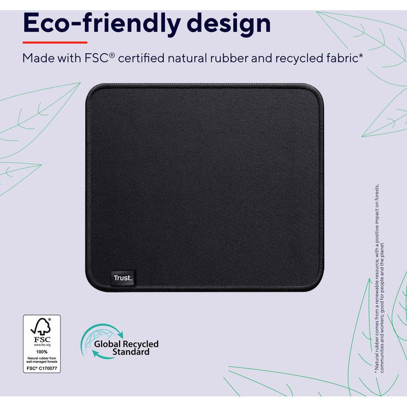 mousepad trust boye ecológico 21x25cm preto 24743