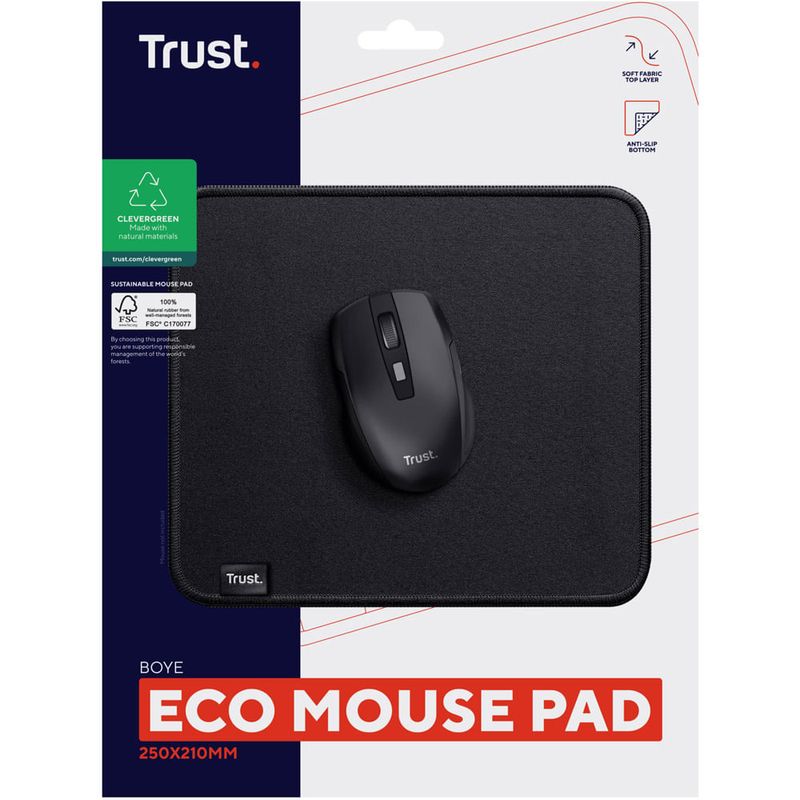 mousepad trust boye ecológico 21x25cm preto 24743