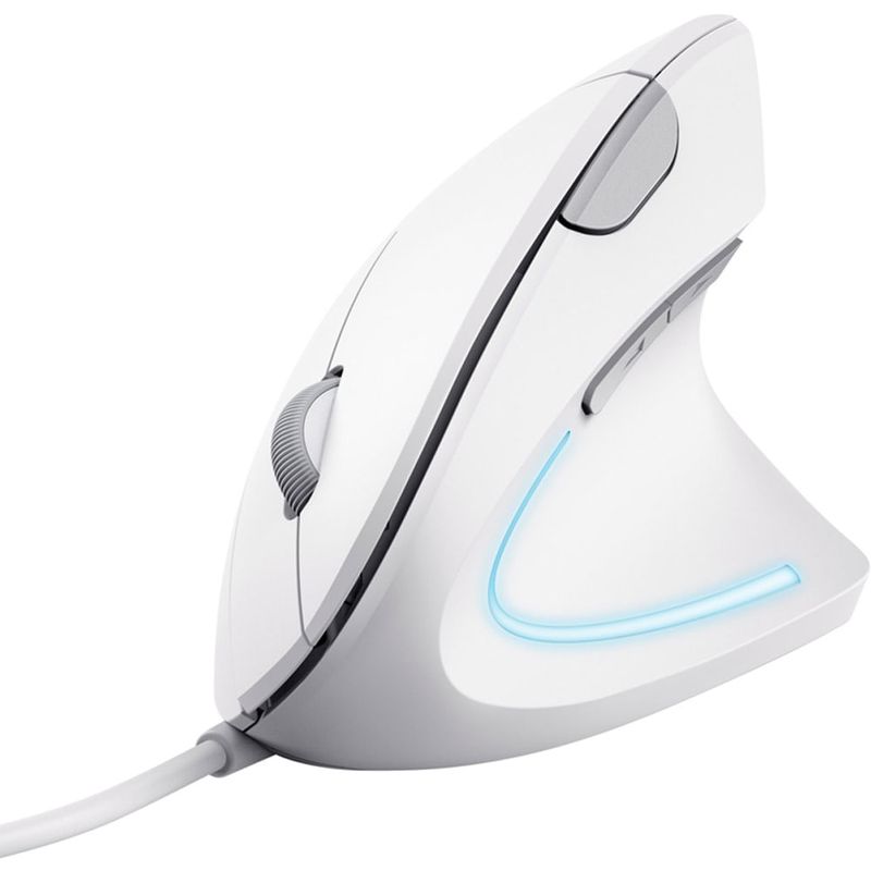 mouse ergonômico com fio trust verto branco 25133