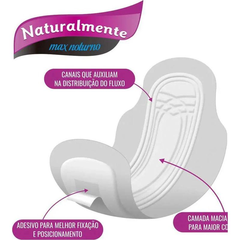 absorvente naturalmente max noturno com abas 16 unidades