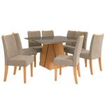 sala de jantar 9 peças kappesberg csj1684cn-a051 cor canela com freijó, bronze e amêndoa