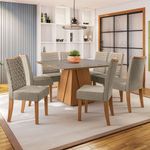 sala de jantar 9 peças kappesberg csj1684cn-a051 cor canela com freijó, bronze e amêndoa