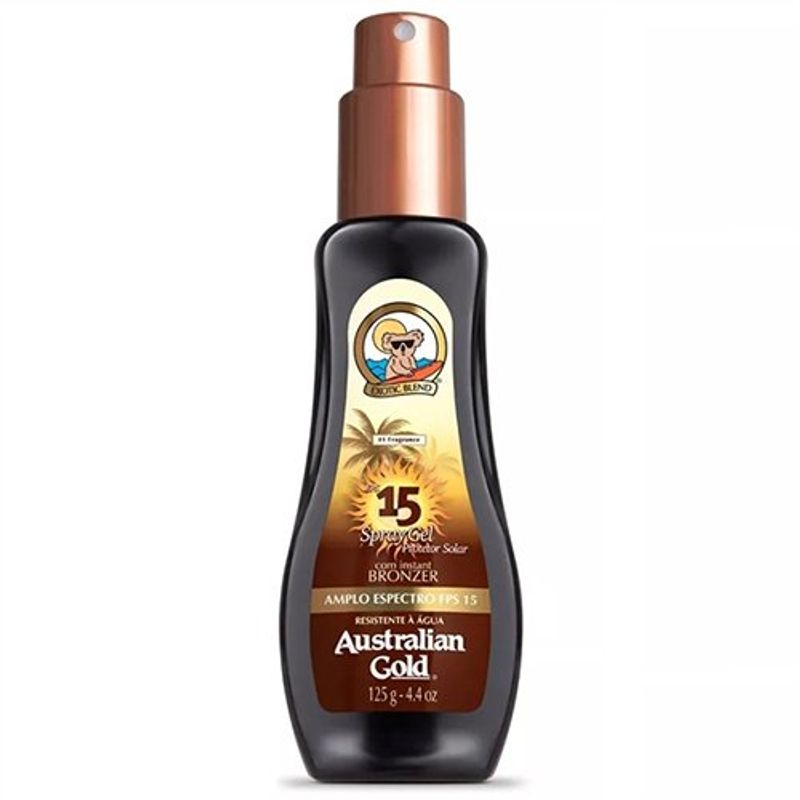 acelerador solar australian gold gel spray instant bronzer fps 15 australian gold 125ml