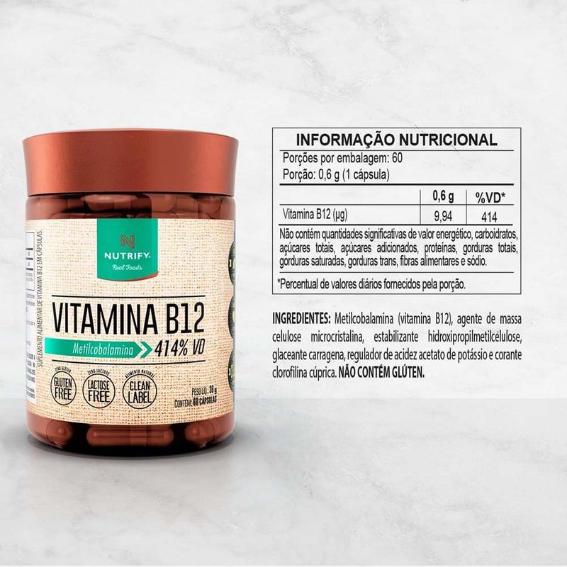 vitamina b12 nutrify 60 cápsulas