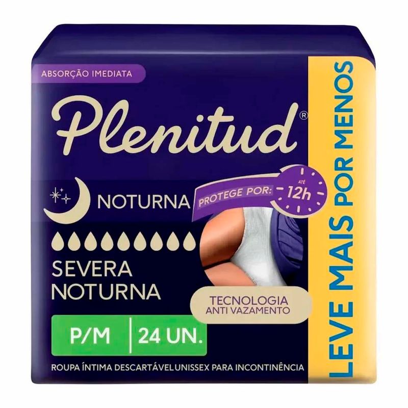 roupa íntima descartável noturna plenitud p/m 24 unidades