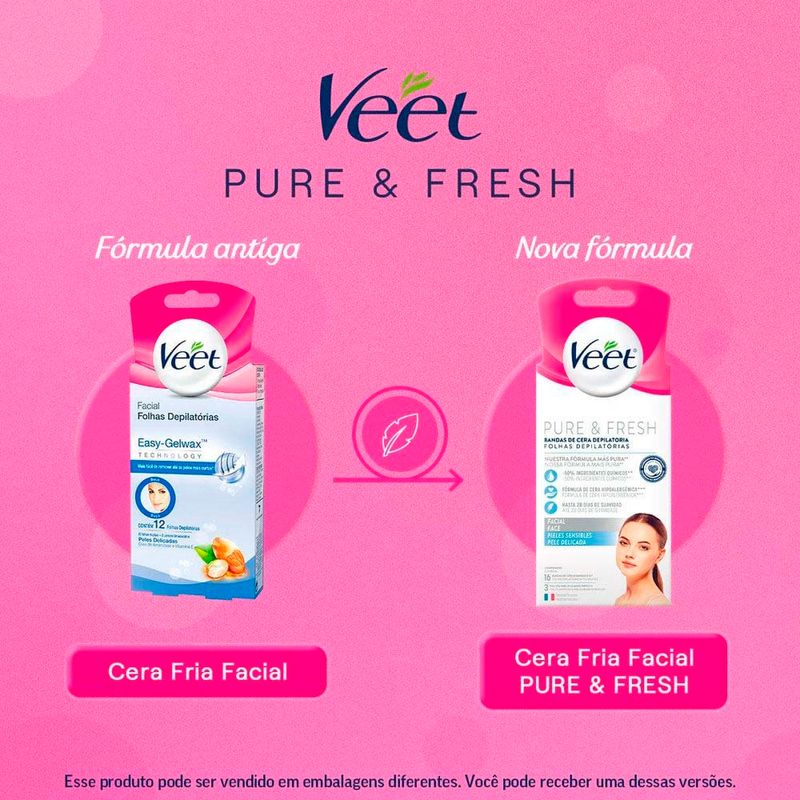 folha depilatória facial veet pure & fresh 16 unidades