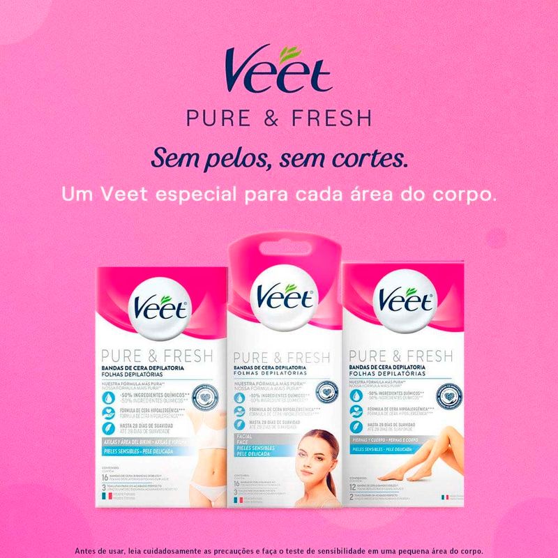 folha depilatória facial veet pure & fresh 16 unidades