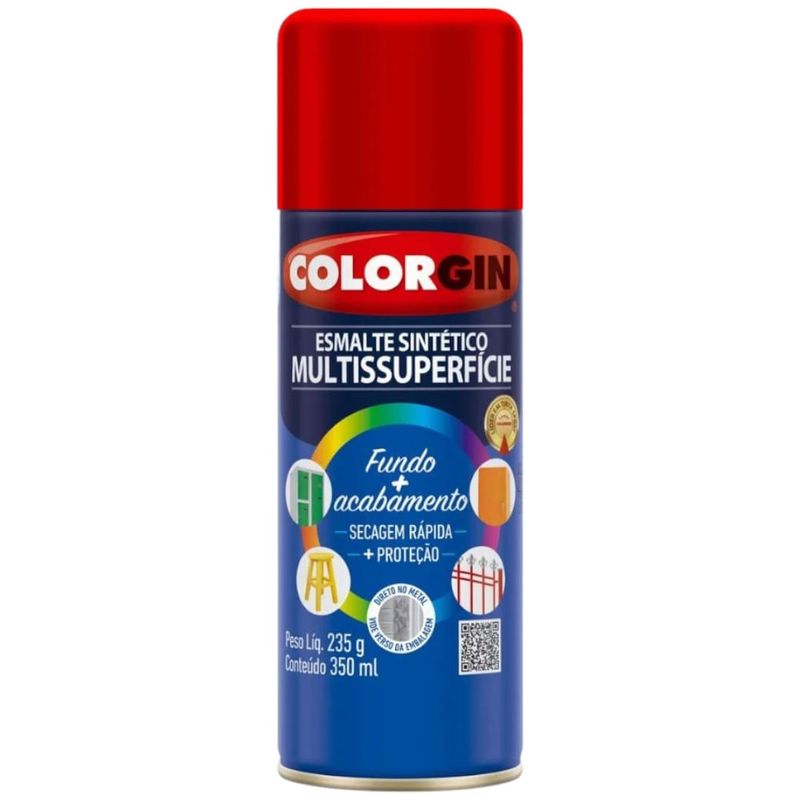 tinta spray colorgin esmalte sintético 350ml vermelho - 730 (mp)
