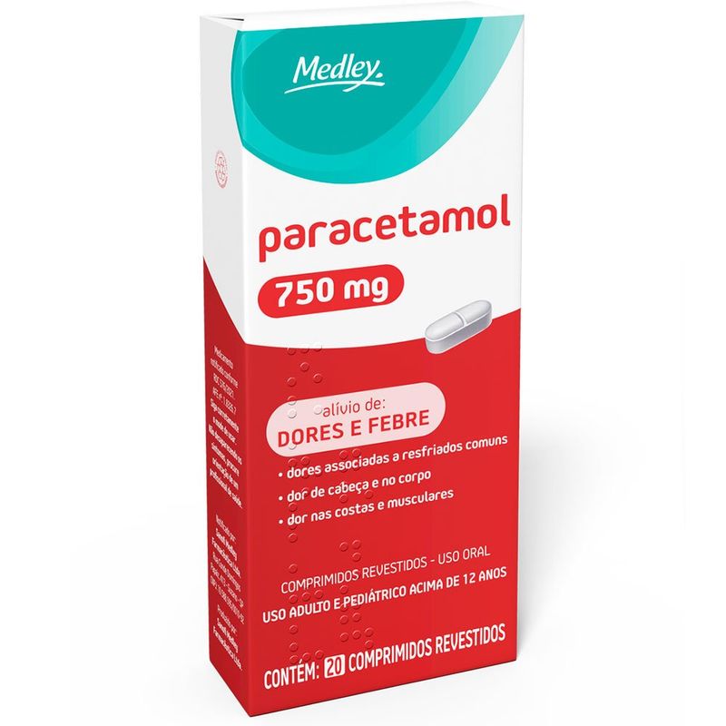 paracetamol 750mg 20 comprimidos revestidos medley
