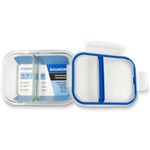 pote hermético baumon retangular 630ml com duas divisórias e tampa r170-2full azul