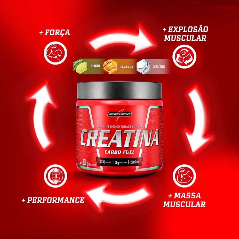 creatina carbo fuel integralmédica sabor laranja 300g