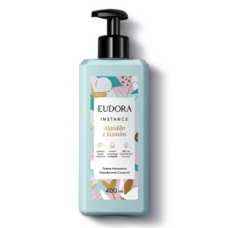 creme hidratante corporal instance algodão e jasmim 400ml