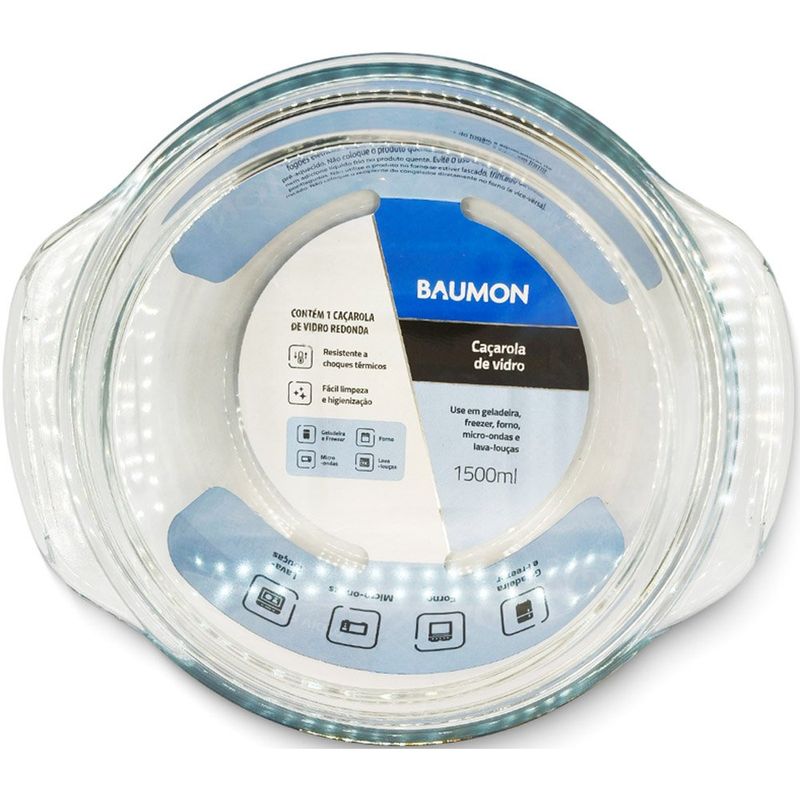 caçarola de vidro 1500ml baumon
