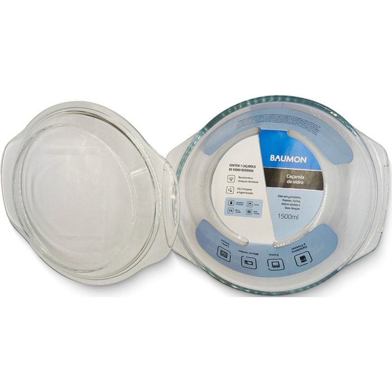 caçarola de vidro 1500ml baumon