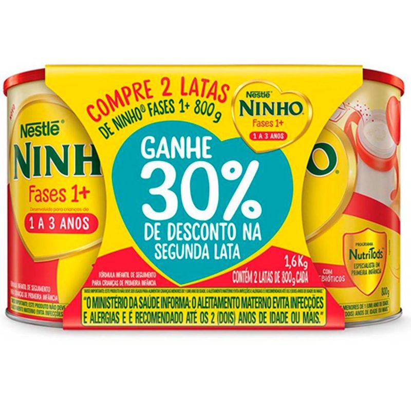 fórmula infantil ninho fases 1+ 1 a 3 anos 2 unidades