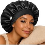 touca de cetim yanibest para mulheres seda preto a-mbi