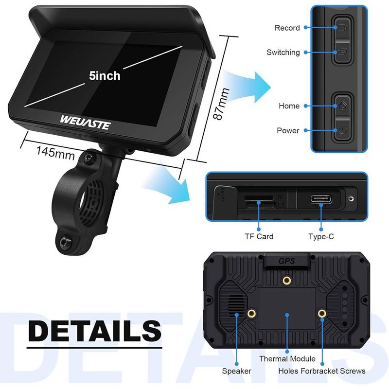 navegador gps weuaste atual 12cm preto a-mbi