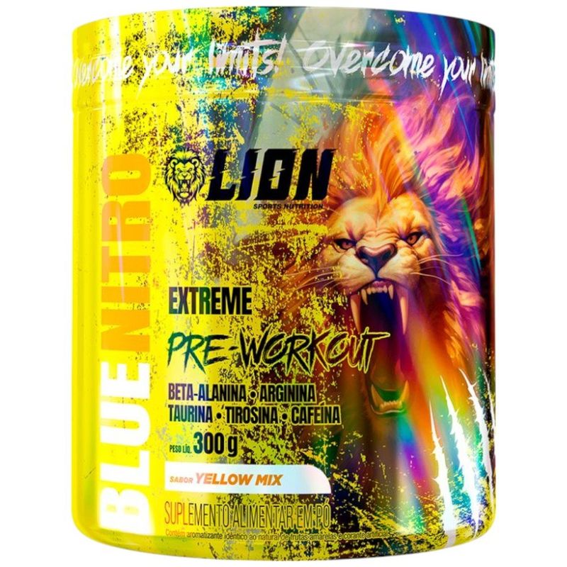 pré-treino blue nitro lion sports yellow mix 300g (mp)
