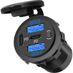 carregador veicular 12v 4 entradas usb/usb-c alfreddireck preto a-mbi