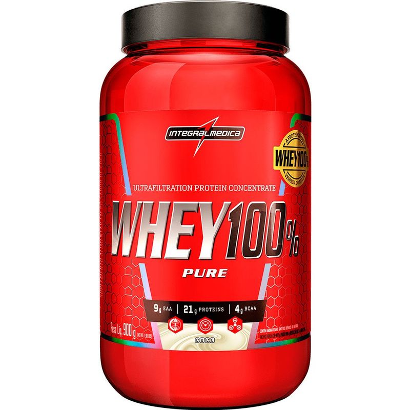whey 100% pure integralmédica sabor coco 900g