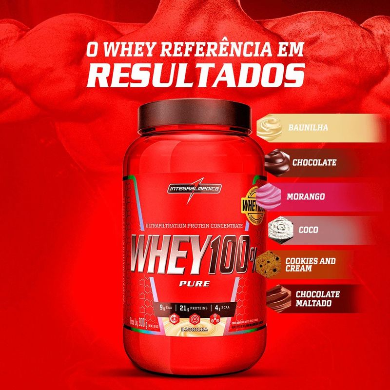 whey 100% pure integralmédica sabor coco 900g