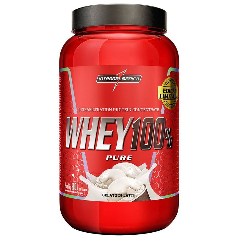whey 100% pure integralmédica sabor gelato di latte 900g