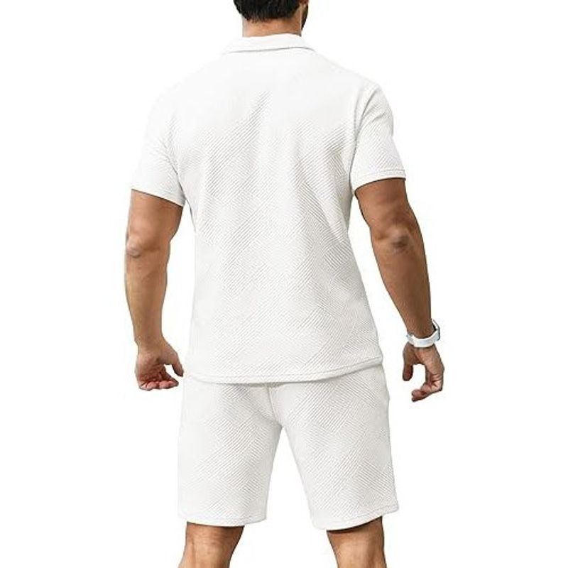conjunto masculino camisa e short kuyigo 2 peças branco a-mbi