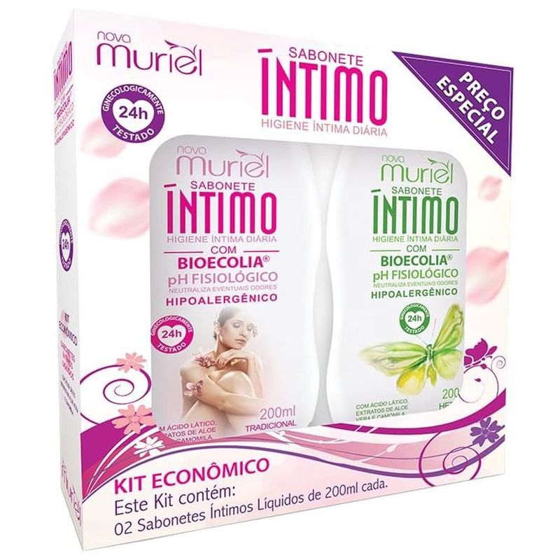 kit muriel sabonetes íntimos tradicional e sabonetes íntimos herbal 200ml cada
