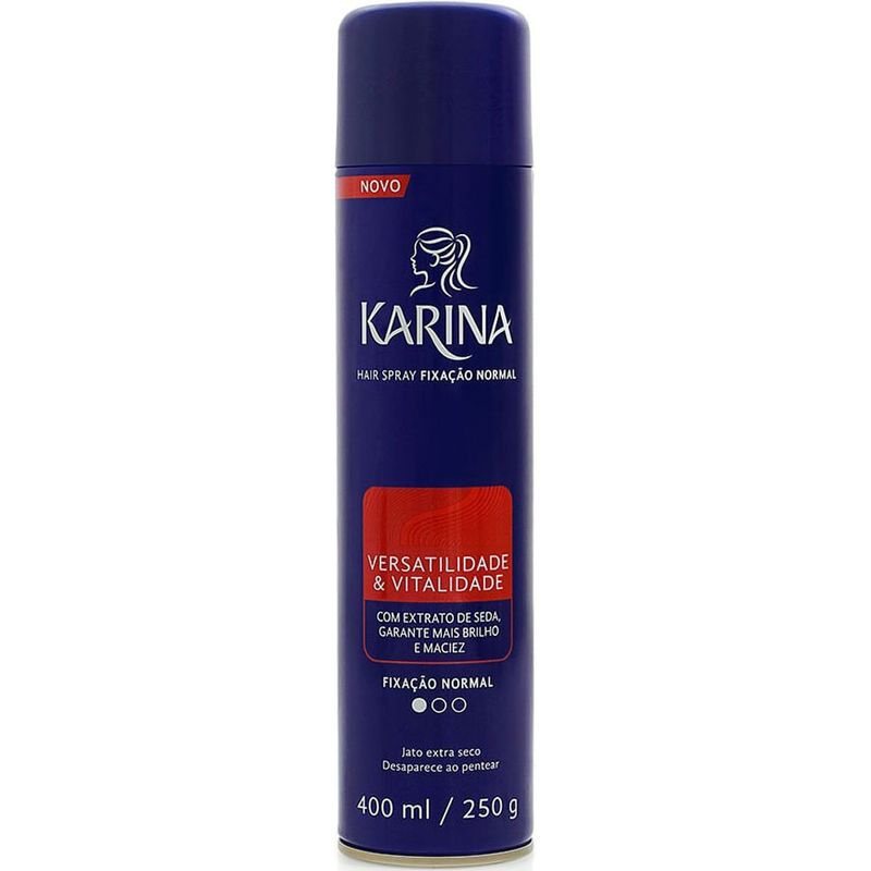 finalizador spray karina versatilidade e vitalidade fixação normal 400ml