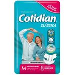 fraldas geriatrica cotidian clássica unissex tamanho m 8 unidades