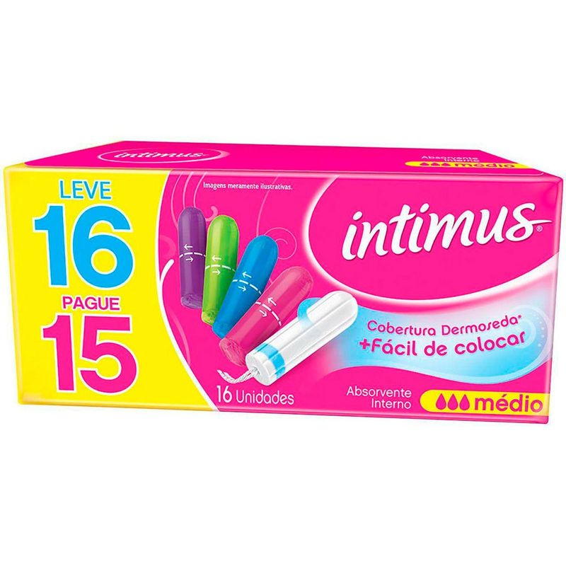 absorvente interno intimus gel médio 16 unidades