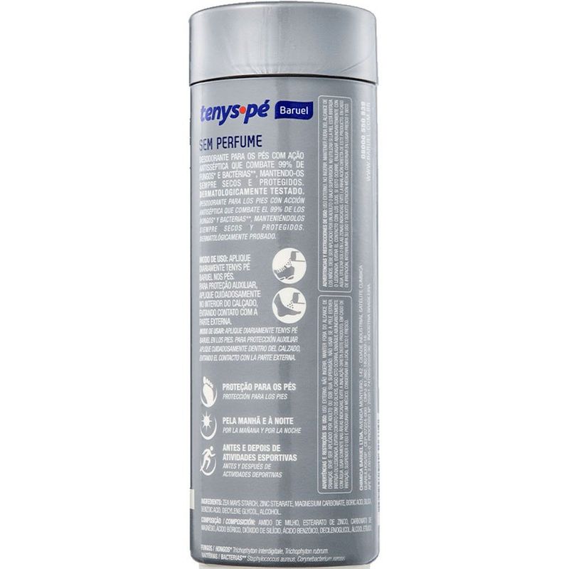 talco desodorante para pés tenys pé baruel sem perfume 100g