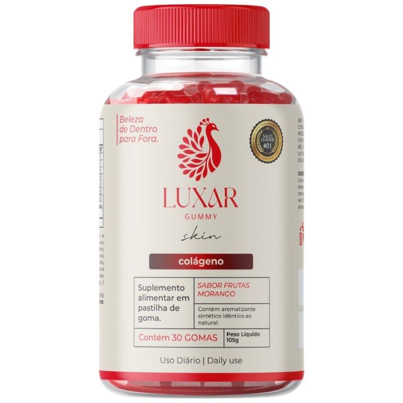 colágeno luxar gummy zero açúcar ultra concentrado 30 gomas (mp)