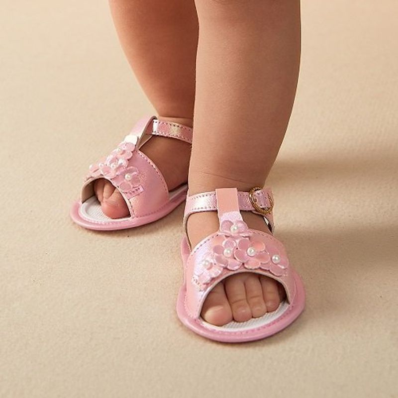 sandália infantil n° 1 pimpolho floral rosa 0110239c (mp)