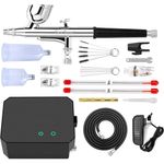 kit aerógrafo gocheer 40psi com compressor de ar preto a-mbi