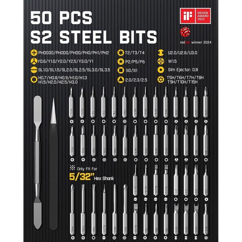 conjunto mini chave de fenda fanttik elétrico 50 peças 3,7v preto a-bi